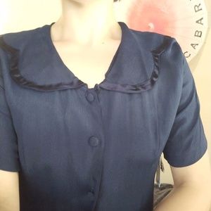 blue petal-collar short sleeve vintage-style dress